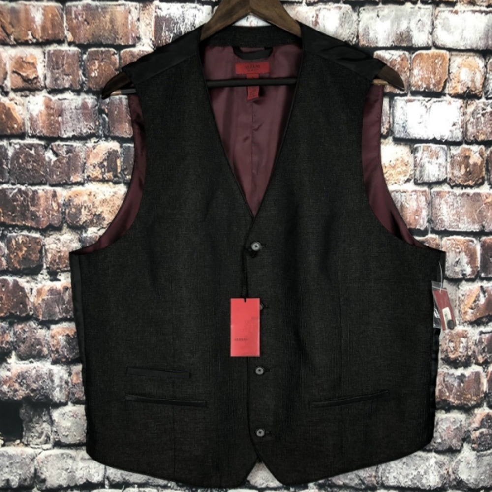 ALFANI MENS NEW BLACK GREY LINED XL SLIM